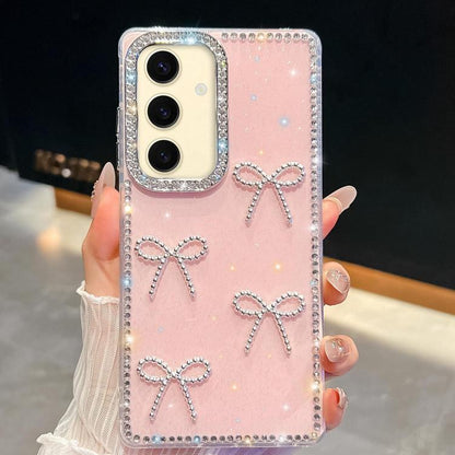 Diamond Glitter Bow-knot Four-Corner Shockproof Phone Case, For Samsung Galaxy S24 Ultra 5G, For Samsung Galaxy S24+ 5G, For Samsung Galaxy S24 5G, For Samsung Galaxy S23 Ultra 5G