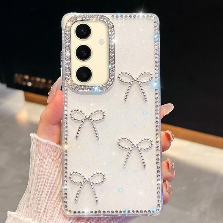 Diamond Glitter Bow-knot Four-Corner Shockproof Phone Case, For Samsung Galaxy S24 Ultra 5G, For Samsung Galaxy S24+ 5G, For Samsung Galaxy S24 5G, For Samsung Galaxy S23 Ultra 5G