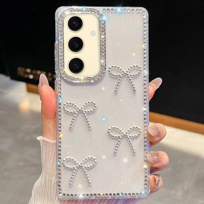Diamond Glitter Bow-knot Four-Corner Shockproof Phone Case, For Samsung Galaxy S24 Ultra 5G, For Samsung Galaxy S24+ 5G, For Samsung Galaxy S24 5G, For Samsung Galaxy S23 Ultra 5G