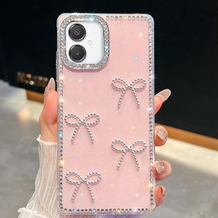 Diamond Glitter Bow-knot Four-Corner Shockproof Phone Case, For Samsung Galaxy S26+ 5G, For Samsung Galaxy S26 Ultra 5G, For Samsung Galaxy S26 5G, For Samsung Galaxy A07 5G, For Samsung Galaxy A17 5G, For Samsung Galaxy A56 5G, For Samsung Galaxy A26 ...