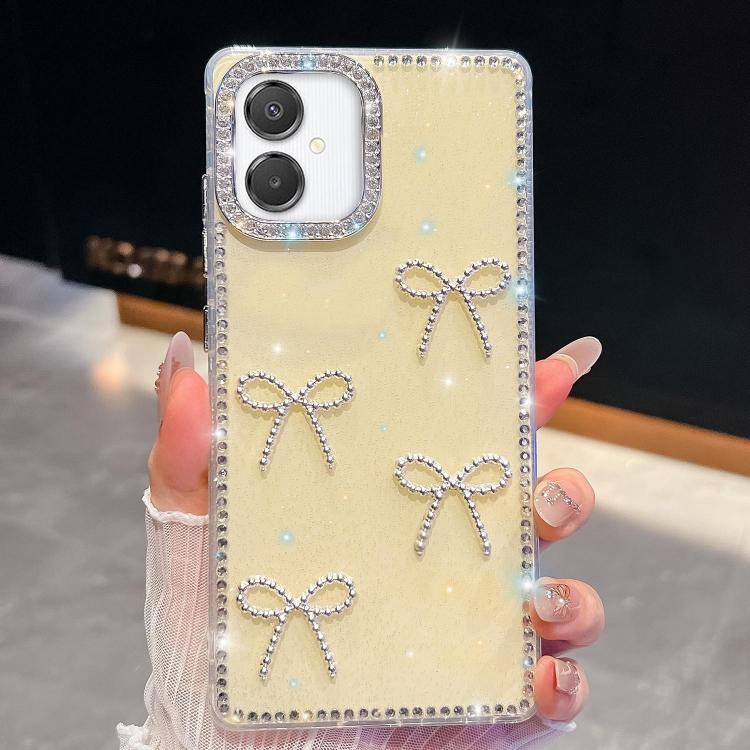 Diamond Glitter Bow-knot Four-Corner Shockproof Phone Case, For Samsung Galaxy S26+ 5G, For Samsung Galaxy S26 Ultra 5G, For Samsung Galaxy S26 5G, For Samsung Galaxy A07 5G, For Samsung Galaxy A17 5G, For Samsung Galaxy A56 5G, For Samsung Galaxy A26 ...