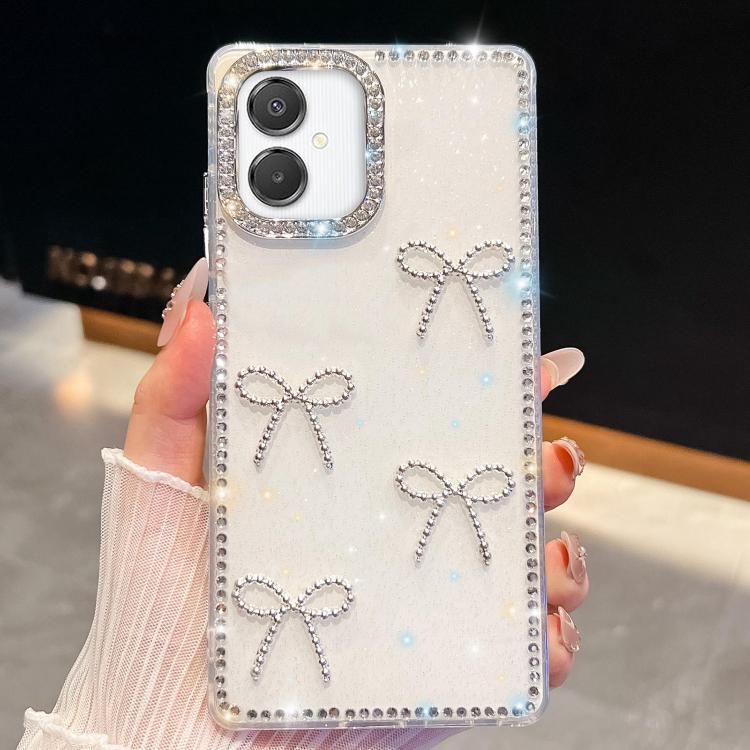 Diamond Glitter Bow-knot Four-Corner Shockproof Phone Case, For Samsung Galaxy S26+ 5G, For Samsung Galaxy S26 Ultra 5G, For Samsung Galaxy S26 5G, For Samsung Galaxy A07 5G, For Samsung Galaxy A17 5G, For Samsung Galaxy A56 5G, For Samsung Galaxy A26 ...