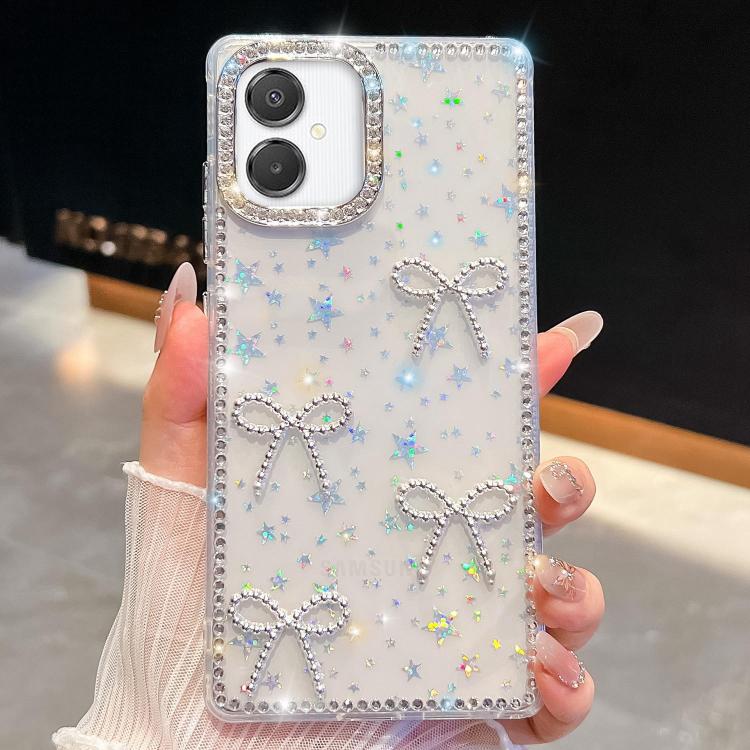Diamond Glitter Bow-knot Four-Corner Shockproof Phone Case, For Samsung Galaxy S26+ 5G, For Samsung Galaxy S26 Ultra 5G, For Samsung Galaxy S26 5G, For Samsung Galaxy A07 5G, For Samsung Galaxy A17 5G, For Samsung Galaxy A56 5G, For Samsung Galaxy A26 ...