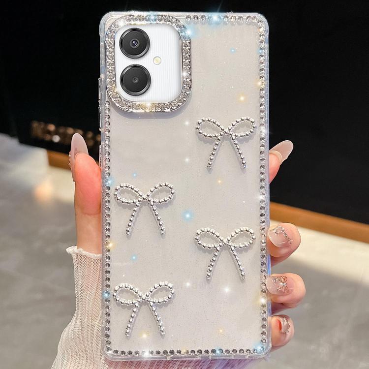 Diamond Glitter Bow-knot Four-Corner Shockproof Phone Case, For Samsung Galaxy S26+ 5G, For Samsung Galaxy S26 Ultra 5G, For Samsung Galaxy S26 5G, For Samsung Galaxy A07 5G, For Samsung Galaxy A17 5G, For Samsung Galaxy A56 5G, For Samsung Galaxy A26 ...