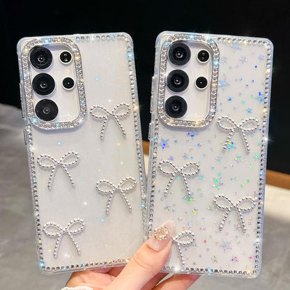 Diamond Glitter Bow-knot Four-Corner Shockproof Phone Case, For Samsung Galaxy S24 Ultra 5G, For Samsung Galaxy S24+ 5G, For Samsung Galaxy S24 5G, For Samsung Galaxy S23 Ultra 5G