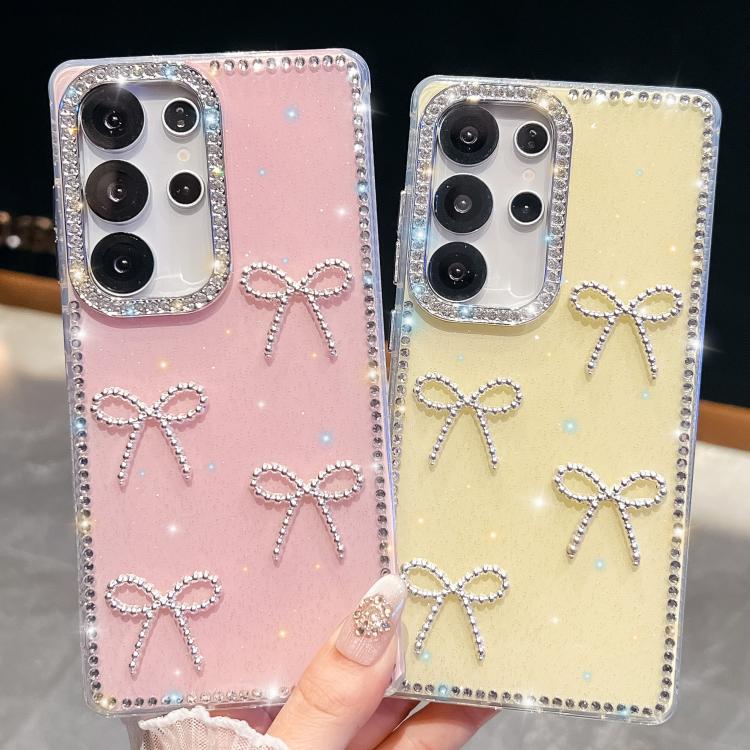 Diamond Glitter Bow-knot Four-Corner Shockproof Phone Case, For Samsung Galaxy S24 Ultra 5G, For Samsung Galaxy S24+ 5G, For Samsung Galaxy S24 5G, For Samsung Galaxy S23 Ultra 5G