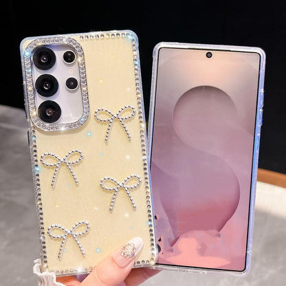 Diamond Glitter Bow-knot Four-Corner Shockproof Phone Case, For Samsung Galaxy S24 Ultra 5G, For Samsung Galaxy S24+ 5G, For Samsung Galaxy S24 5G, For Samsung Galaxy S23 Ultra 5G