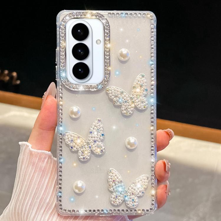Diamond Glitter Pearl Butterfly Four-Corner Shockproof Phone Case, For Samsung Galaxy S26+ 5G, For Samsung Galaxy S26 Ultra 5G, For Samsung Galaxy S26 5G, For Samsung Galaxy A07 5G, For Samsung Galaxy A17 5G, For Samsung Galaxy A56 5G                  ...