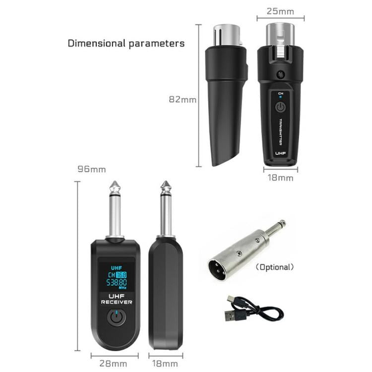K1 For Handheld Dynamic Mic Wired to Wireless Microphone Converter, 1 Transmitter + 1 Receiver