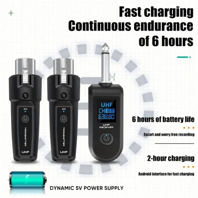 K1 For Handheld Dynamic Mic Wired to Wireless Microphone Converter, 2 Transmitter + 1 Receiver