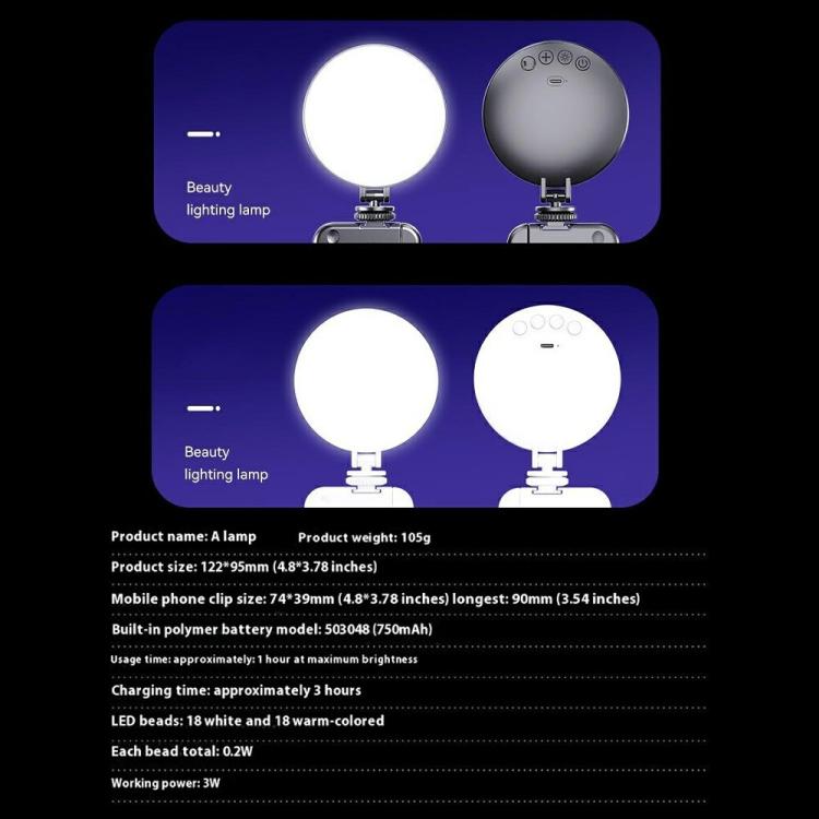 A01 Smartphone Photography Live Streaming Round LED Fill Light Portable Selfie Light