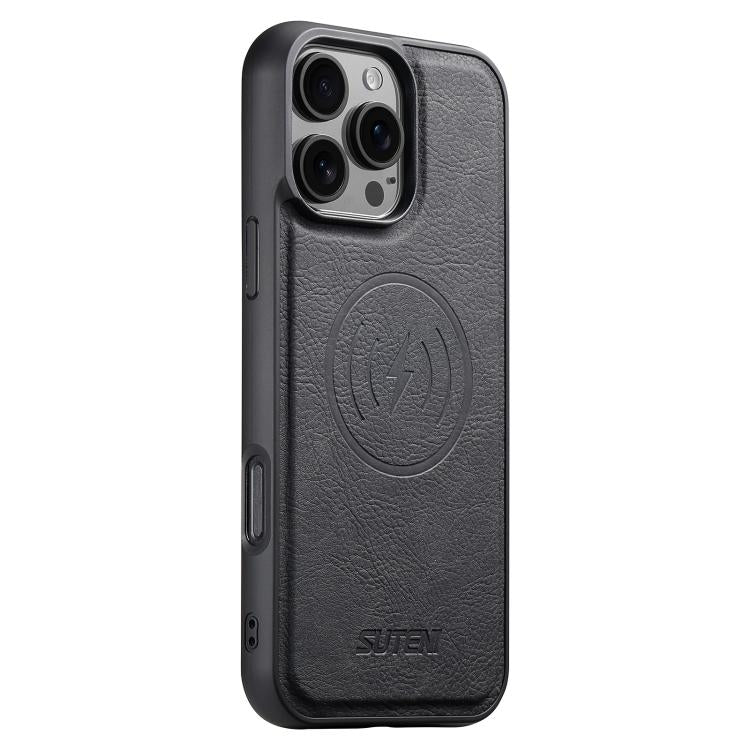 Suteni G5 Litchi Leather Magnetic MagSafe Phone Case
