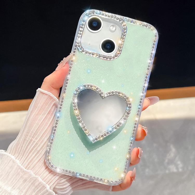 Diamond Glitter Mirror Heart Holder Phone Case