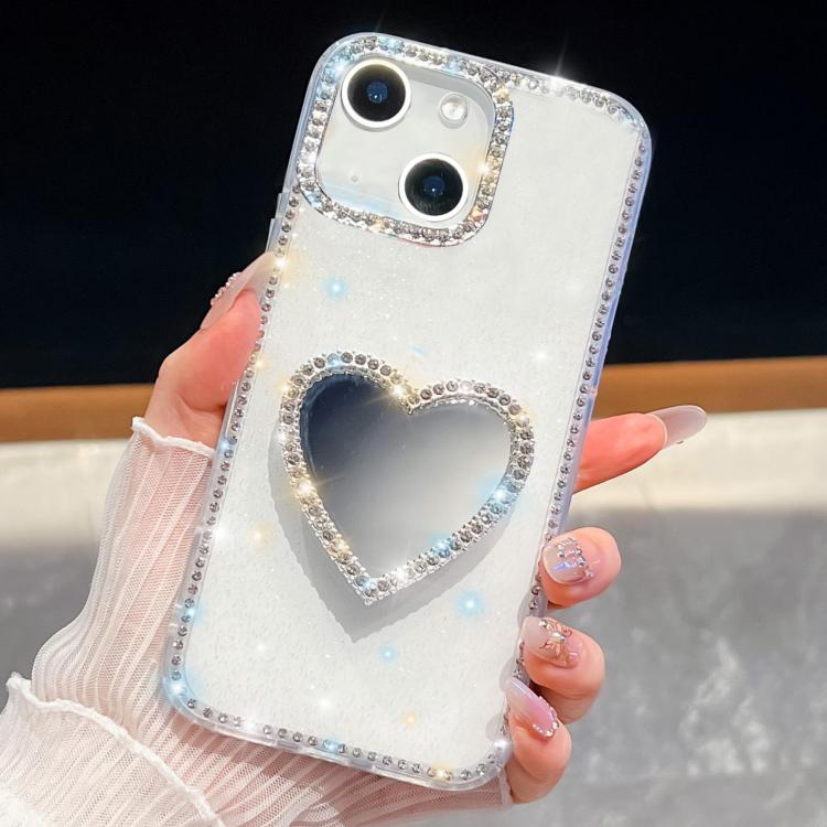Diamond Glitter Mirror Heart Holder Phone Case
