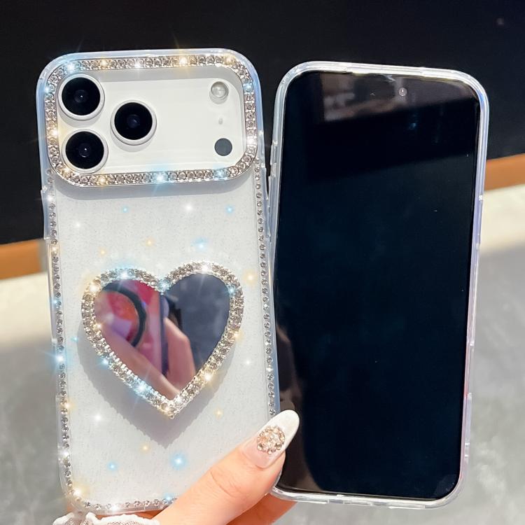 Diamond Glitter Mirror Heart Holder Phone Case