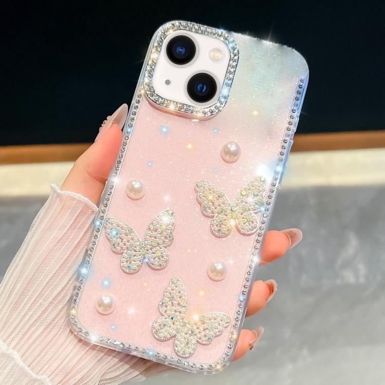 Diamond Glitter Pearl Butterfly Four-Corner Shockproof Phone Case