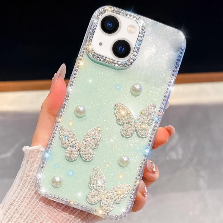 Diamond Glitter Pearl Butterfly Four-Corner Shockproof Phone Case
