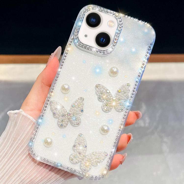 Diamond Glitter Pearl Butterfly Four-Corner Shockproof Phone Case