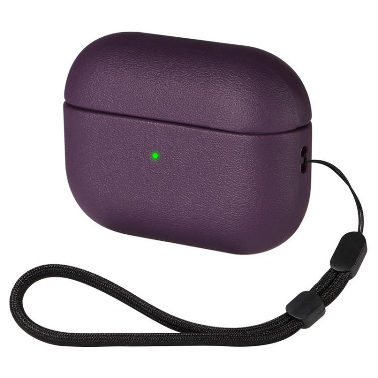 Simple Solid Color Soft Leather Texture TPU Earphone Protective Cover with Strap