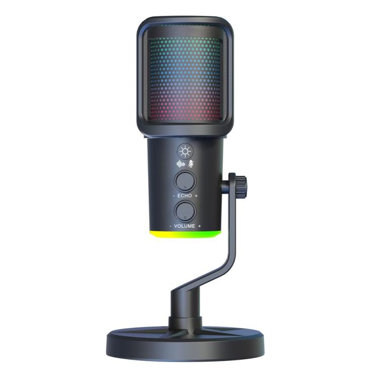 SU9 RGB Light USB-C / Type-C Desktop Recording Noise Reduction Microphone with Anti-spray Net