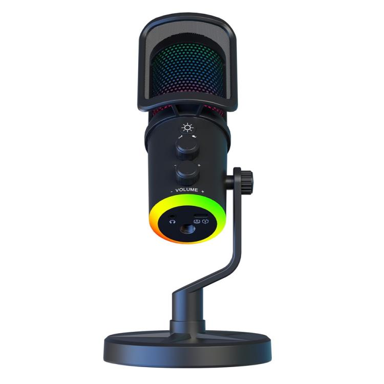 SU9 RGB Light USB-C / Type-C Desktop Recording Noise Reduction Microphone with Anti-spray Net
