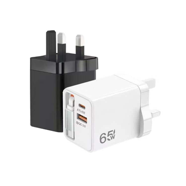 FC1 3-in-1 70cm Retractable Type-C Cable, PD3.0, QC3.0 USB Phone Charger, UK Plug