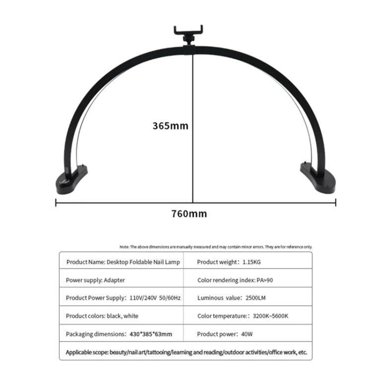 HD-M11X 28 inch LED Light Semi-Circular Desktop Beauty Lamp Fill Light For Tattoo / Nail Art