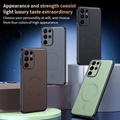 Plain Leather MagSafe Shockproof Phone Case, For Samsung Galaxy S23 Ultra 5G, For Samsung Galaxy S23+ 5G, For Samsung Galaxy S23 5G