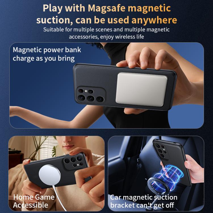 Plain Leather MagSafe Shockproof Phone Case, For Samsung Galaxy S23 Ultra 5G, For Samsung Galaxy S23+ 5G, For Samsung Galaxy S23 5G
