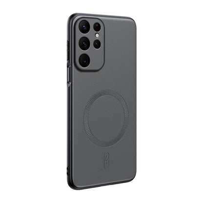 Plain Leather MagSafe Shockproof Phone Case, For Samsung Galaxy S26+ 5G, For Samsung Galaxy S26 Ultra 5G, For Samsung Galaxy S26 5G, For Samsung Galaxy S25 Edge 5G, For Samsung Galaxy S25 5G, For Samsung Galaxy S25+ 5G, For Samsung Galaxy S25 Ultra 5G ...