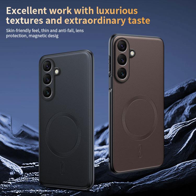 Plain Leather MagSafe Shockproof Phone Case, For Samsung Galaxy S26+ 5G, For Samsung Galaxy S26 Ultra 5G, For Samsung Galaxy S26 5G, For Samsung Galaxy S25 Edge 5G, For Samsung Galaxy S25 5G, For Samsung Galaxy S25+ 5G, For Samsung Galaxy S25 Ultra 5G ...