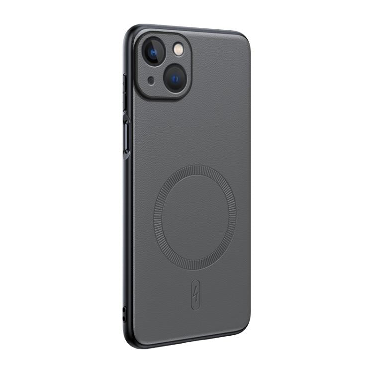 Plain Leather MagSafe Shockproof Phone Case