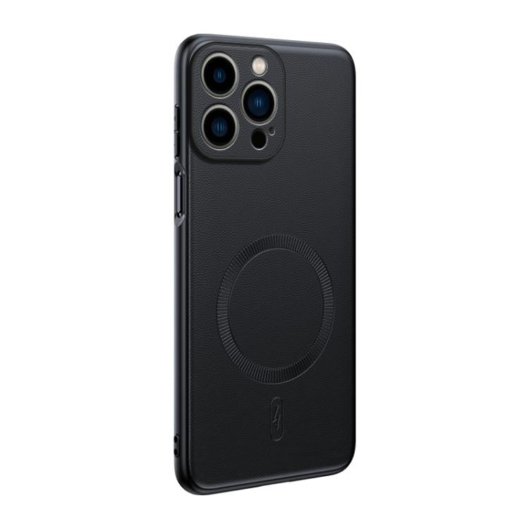 Plain Leather MagSafe Shockproof Phone Case