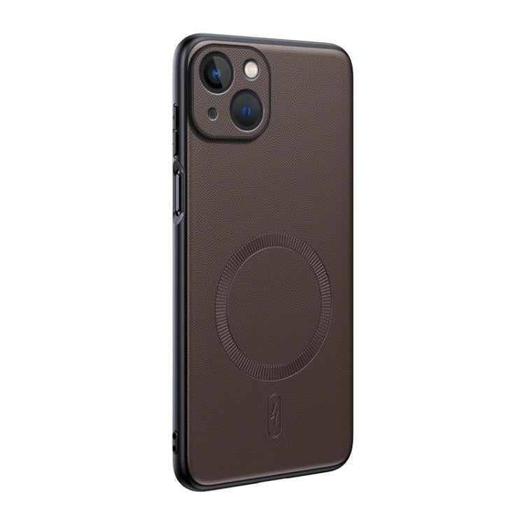 Plain Leather MagSafe Shockproof Phone Case