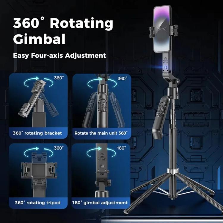Q565 Anti Shake Extendable 4-Leg Stand Smartphone Facial Tracking Gimbal Selfie Stick