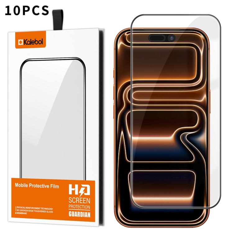 10pcs Kalebol High-Aluminum Screen-Printed Full-Coverage Anti-Fingerprint Black-Bordered HD Tempered Glass Film