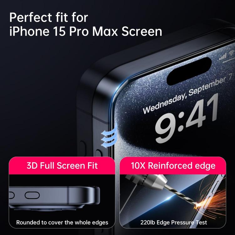 10pcs Kalebol High-Aluminum Screen-Printed Full-Coverage Anti-Fingerprint Black-Bordered HD Tempered Glass Film