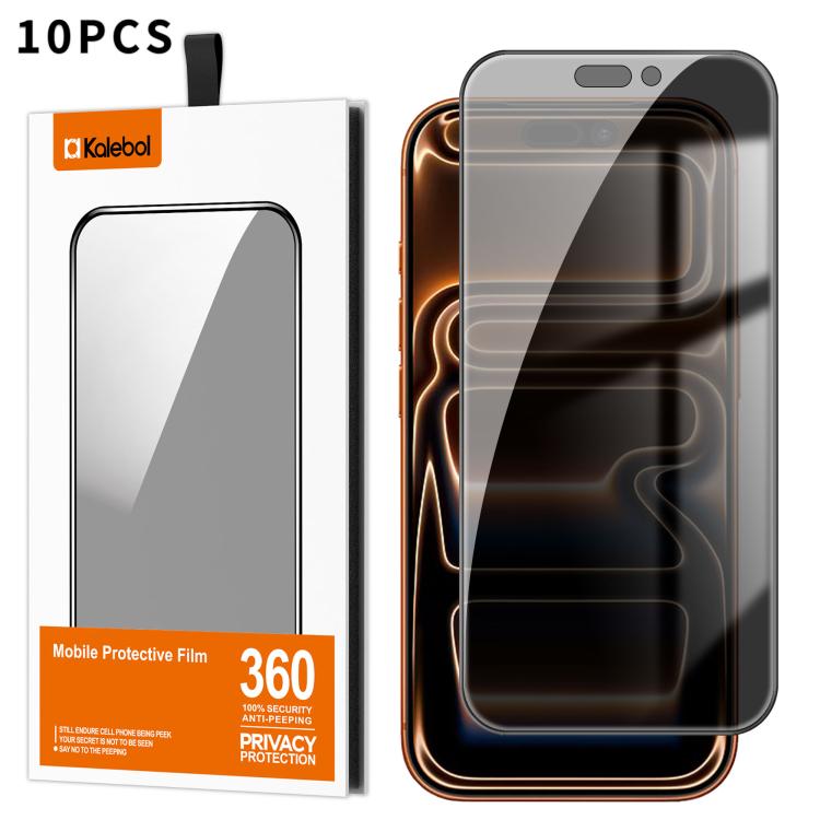 10pcs Kalebol High-Aluminum Screen-Printed Full-Coverage Black-Border Privacy Tempered Glass Film