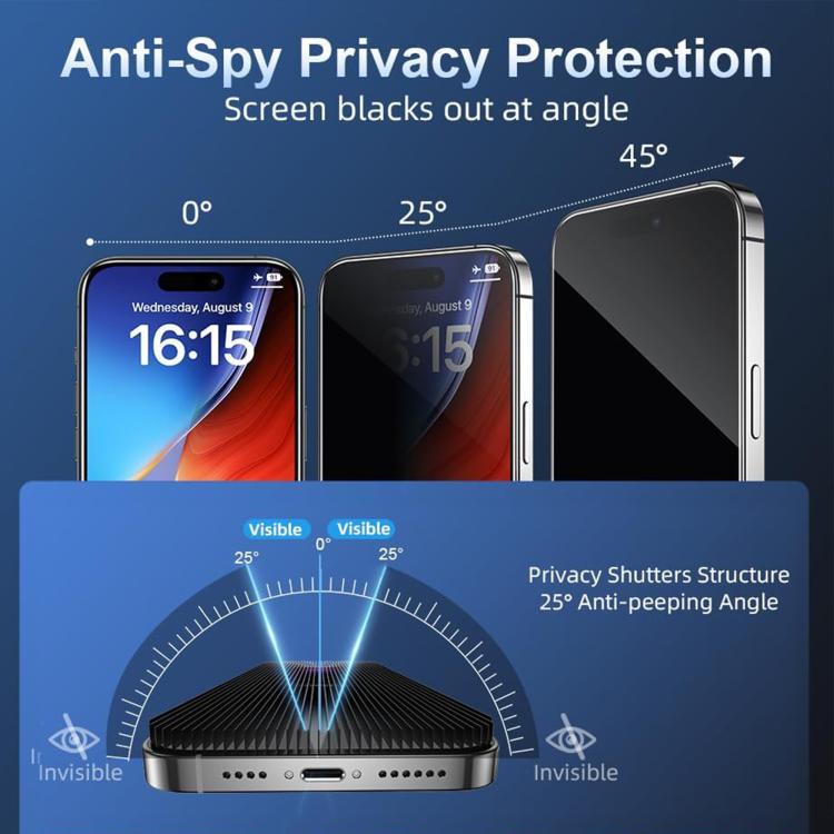 10pcs Kalebol High-Aluminum Screen-Printed Full-Coverage Black-Border Privacy Tempered Glass Film