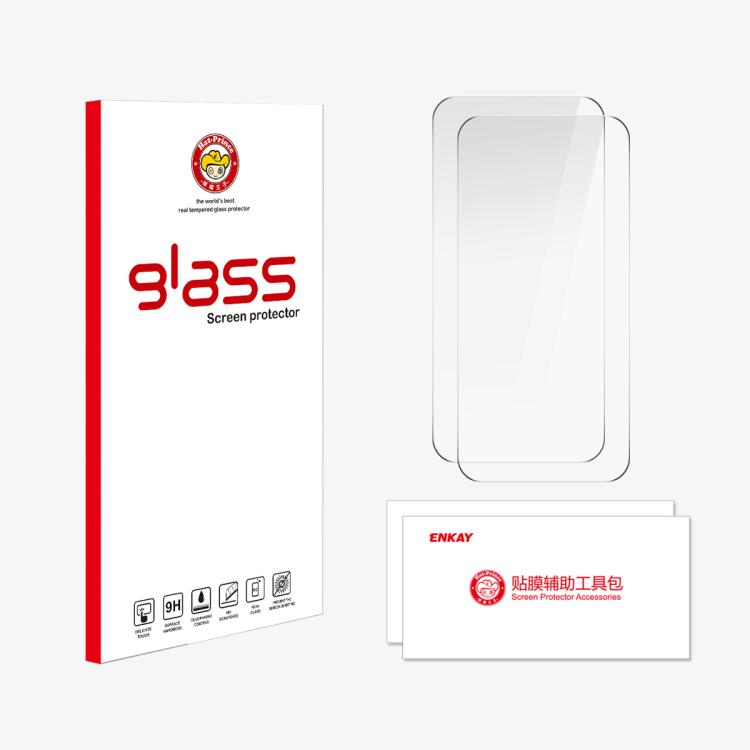 2pcs ENKAY Thickened Glue No White Edge 9H Big Arc Edge High Aluminum-silicon Tempered Glass Film