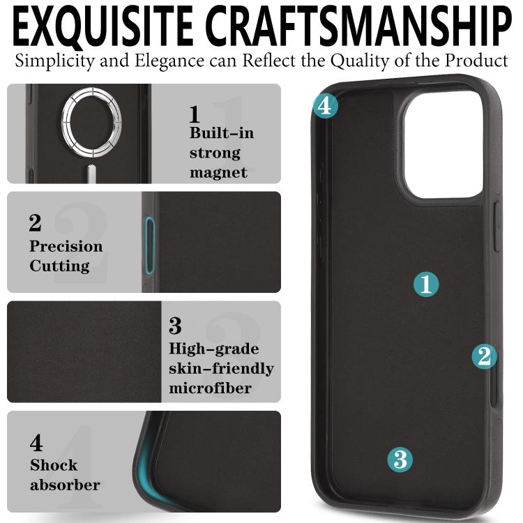 Kalebol Strong Magnetic MagSafe Ring 2 In 1 Split Leather Phone Case