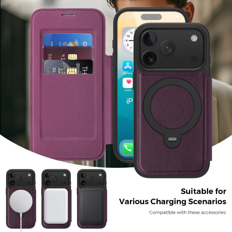 Knight Shield 360 Rotation Holder MagSafe RFID Leather Phone Case