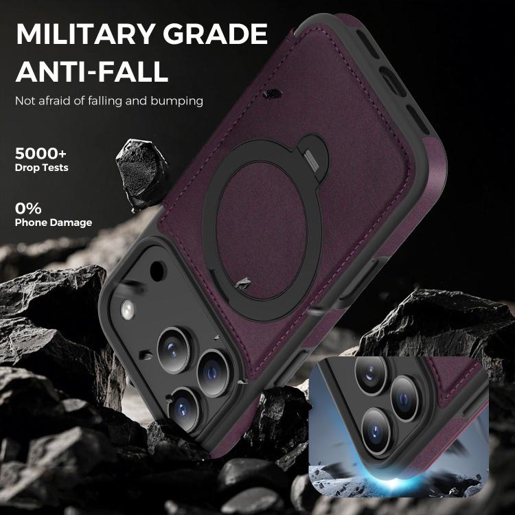 Knight Shield 360 Rotation Holder MagSafe RFID Leather Phone Case