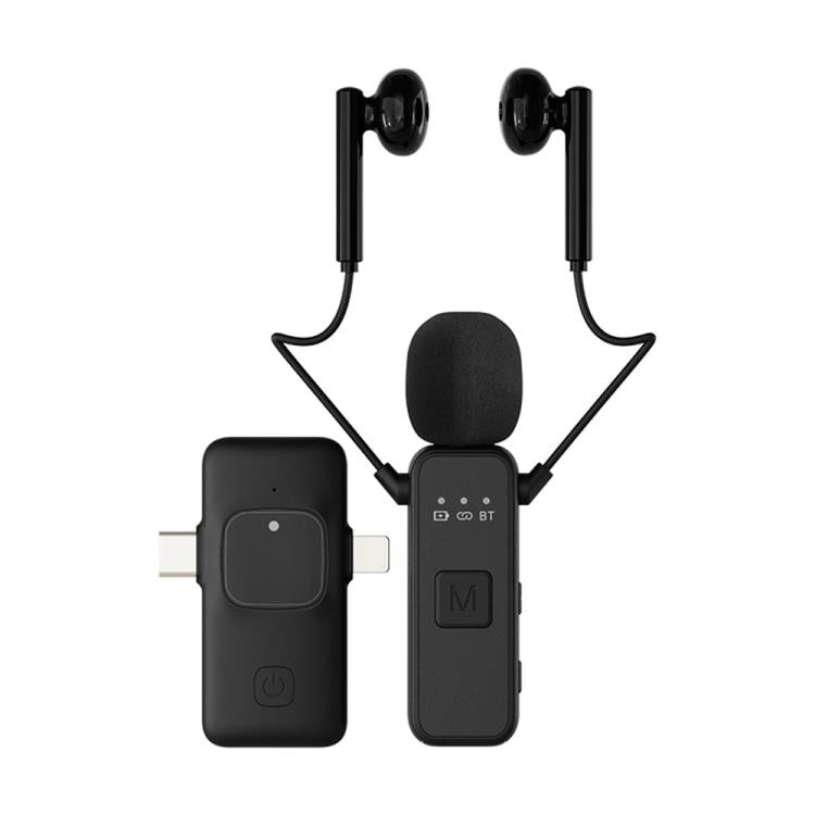 K3 Wireless Lavalier Microphone with Integrated Earphones and 2 in 1 Receiver For Live Streaming / Vlog / Interview