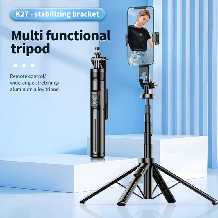 K27 Smartphone Extendable Live Streaming 4-Leg Stand Bluetooth Selfie Stick