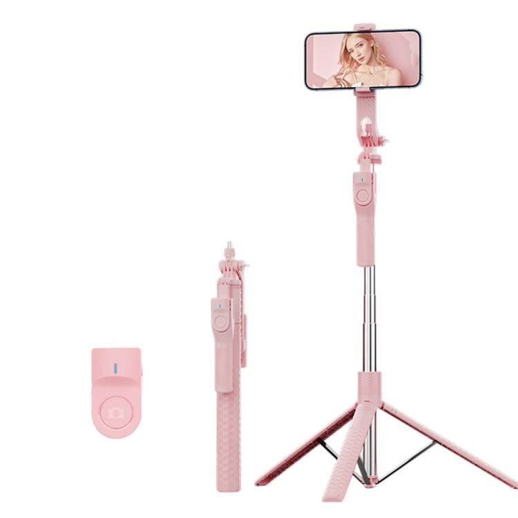 K50 1.9m Extendable Live Streaming Floor Stand Single Phone Clip Bluetooth Selfie Stick Tripod