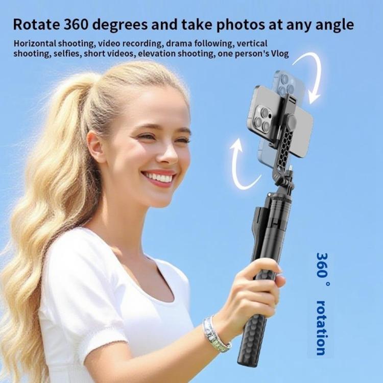 K50 1.9m Extendable Live Streaming Tripod Dual Phone Clip Bluetooth Selfie Stick