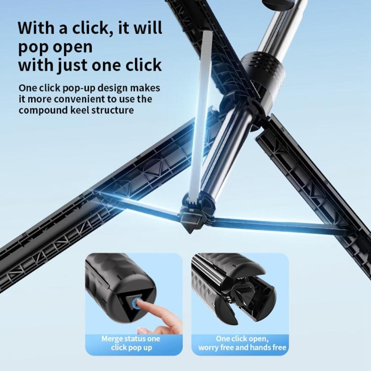 K50 1.9m Extendable Live Streaming Tripod Dual Phone Clip Bluetooth Selfie Stick
