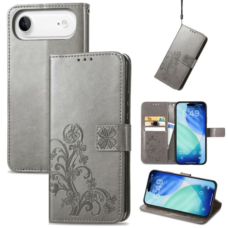 Four-leaf Clasp Embossed Buckle Leather Phone Case