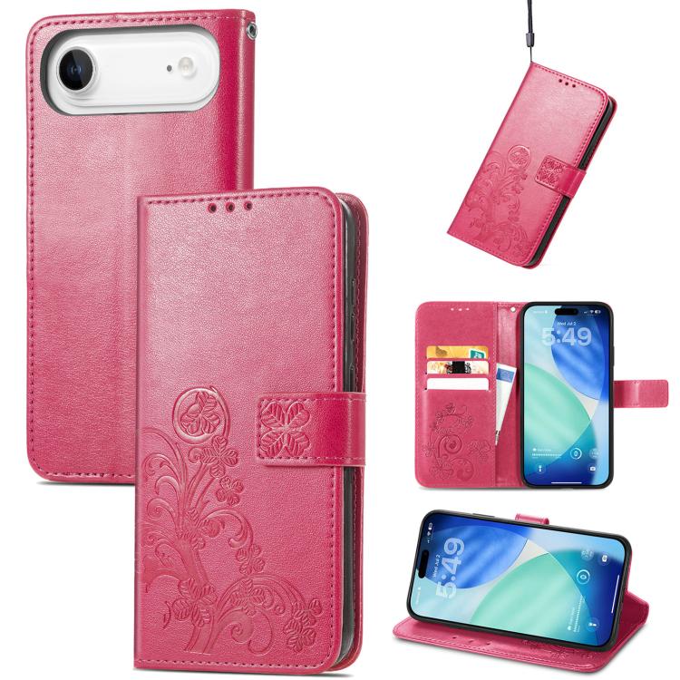 Four-leaf Clasp Embossed Buckle Leather Phone Case